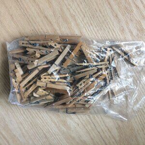 Bag of 65  Wooden Clothesline Clothespins